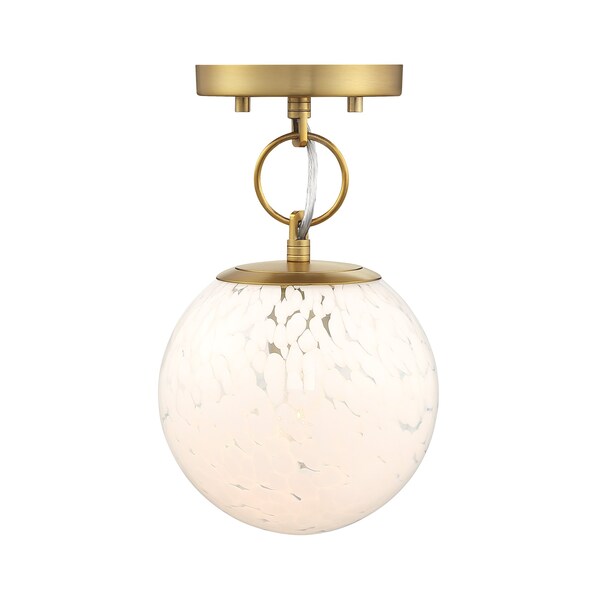 Designers Fountain Wine Flower 7in. 1-Light Brushed Gold Glam Semi Flush Mount with White Art Glass Shade for Bedrooms D329M-SF-BG - main
